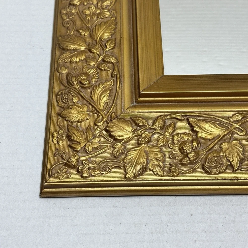 Ornate Gold Floral Wall Mirror Frame - Gold